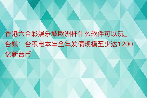 香港六合彩娱乐城欧洲杯什么软件可以玩_台媒：台积电本年全年发债规模至少达1200亿新台币