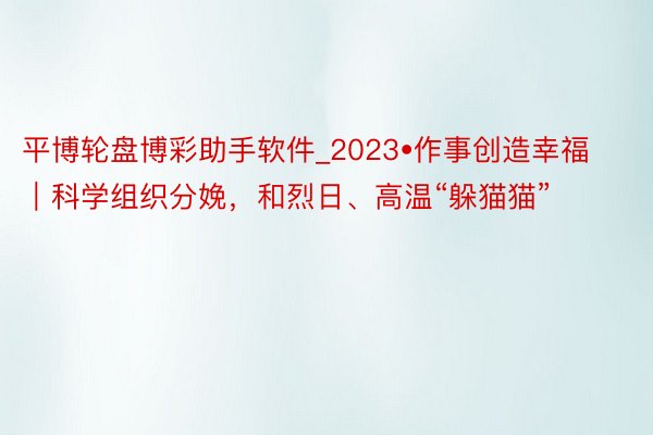 平博轮盘博彩助手软件_2023•作事创造幸福｜科学组织分娩，和烈日、高温“躲猫猫”