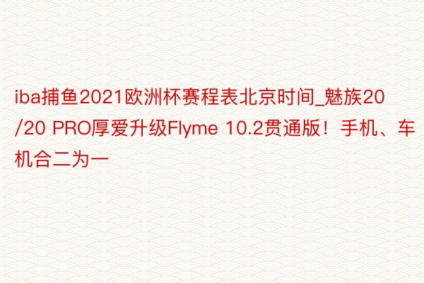 iba捕鱼2021欧洲杯赛程表北京时间_魅族20/20 PRO厚爱升级Flyme 10.2贯通版！手机、车机合二为一