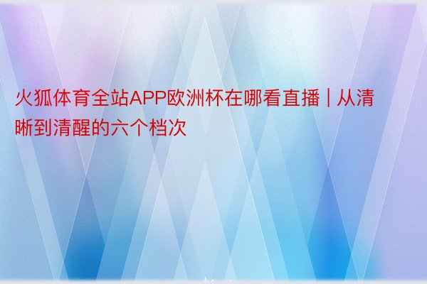 火狐体育全站APP欧洲杯在哪看直播 | 从清晰到清醒的六个档次 ​​​