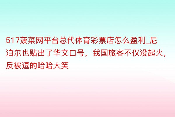 517菠菜网平台总代体育彩票店怎么盈利_尼泊尔也贴出了华文口号，我国旅客不仅没起火，反被逗的哈哈大笑