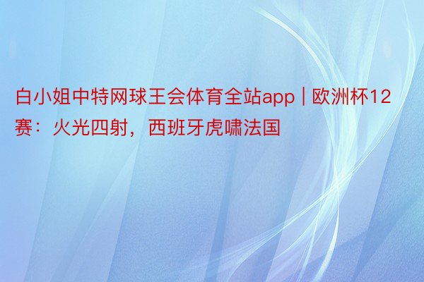 白小姐中特网球王会体育全站app | 欧洲杯12赛：火光四射，西班牙虎啸法国