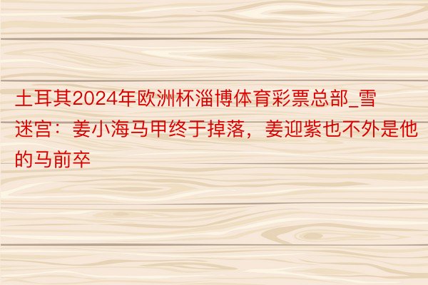 土耳其2024年欧洲杯淄博体育彩票总部_雪迷宫：姜小海马甲终于掉落，姜迎紫也不外是他的马前卒